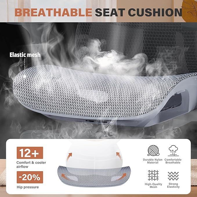 Ergonomic Office Chair with Footrest - 400lbs Heavy Duty Mesh Desk Chair, 5D Armrests, 3D Lumbar, 5 Level Backrest, Adjustable Headrest, Reclining High Back Swivel Chairs for Home Office