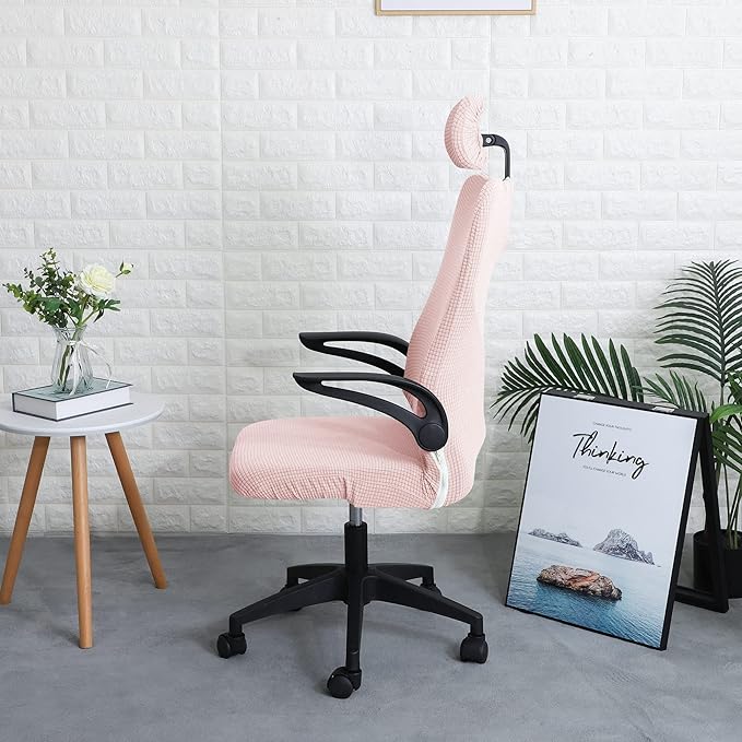 FORCHEER Ergonomic Office Chair Covers Set with Headrest Cover Water Repellent Managerial Chair Cover for Office Executive Chair，Pink