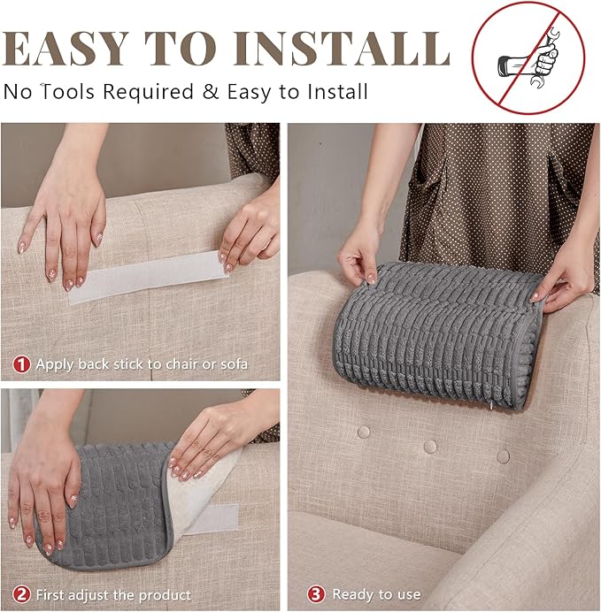 Headrest and Support Pillow,Recliner Pillow for Neck, Head, or Foot for Office or Massage Chairs, Neck Pain Relief and Cervical Support. Nonslip, Zipped Cover. (Gray, 5.5" Wx13 Lx3 H)