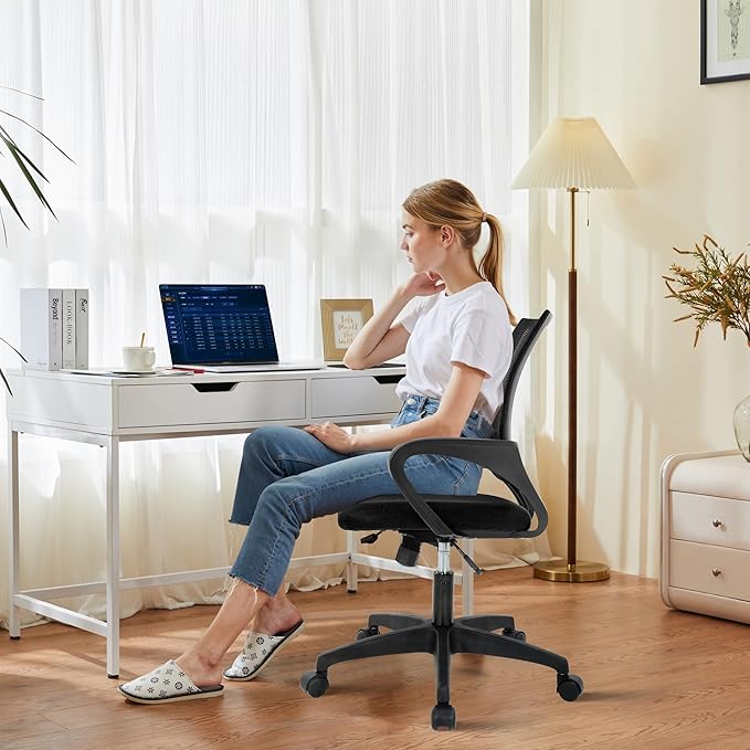 Modern Mesh Office Chair with Arm, Ergonomic Desk Chair, Black