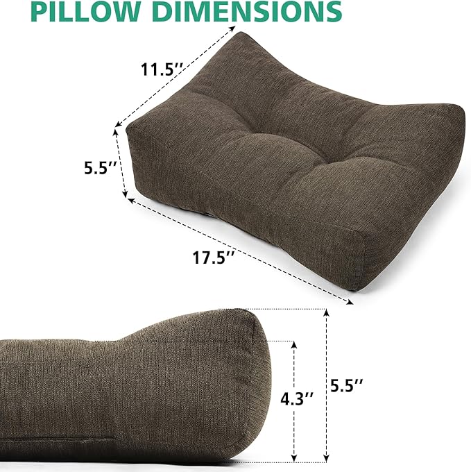 Shinnwa Lumbar Support Pillow for Office Chair, Memory Foam Back Support Pillow for Back Pain Relief, Car, Chair and Couch, 17.5 x 11.5 x 5.5in, Brown