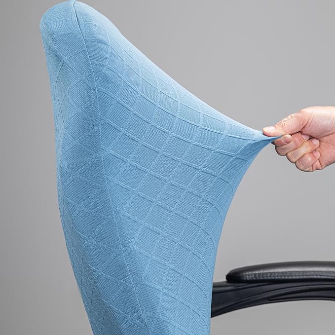 Melaluxe Office Chair Cover with Armrest Covers， Universal Stretch Desk Chair Cover, Computer Chair Slipcovers (Size: L) - Blue