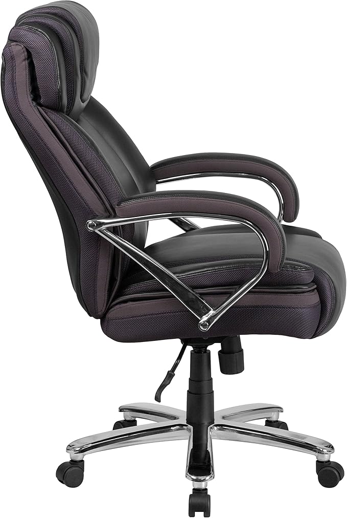 Flash Furniture HERCULES Series Big & Tall 500 lb. Rated Black LeatherSoft Executive Swivel Ergonomic Office Chair with Extra Wide Seat
