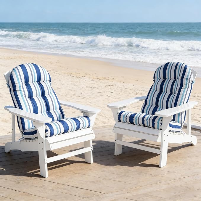 Enipate Weather Resistant Adirondack Chair Cushions High Back Rocking Chair Cushion Indoor Outdoor Patio Tufted Thicken Lounge Cushion Seat Pad