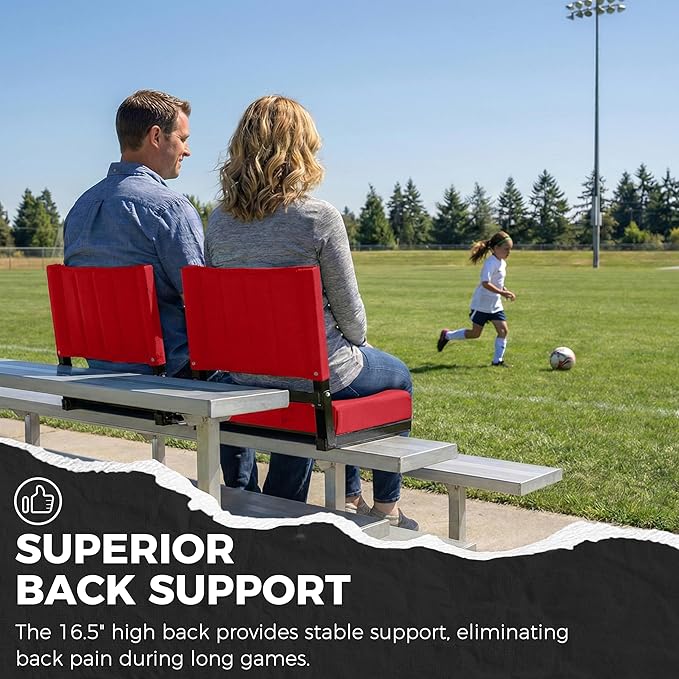 SPORT BEATS Stadium Seats with Back Support Bleacher Chairs with Back and Cushion Thick Padded Bleacher Seats Includes Shoulder Strap