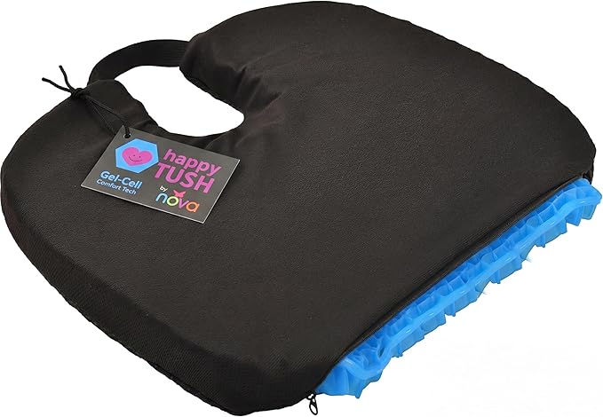 NOVA 2” Cooling Gel Seat Cushion with Coccyx Cutout – Double Layer Honeycomb Design for Tailbone & Pressure Relief, Breathable Non-Slip Chair Pad with Handle for Office, Car & Wheelchair
