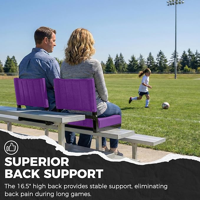 SPORT BEATS Stadium Seats with Back Support Bleacher Chairs with Back and Cushion Thick Padded Bleacher Seats Includes Shoulder Strap