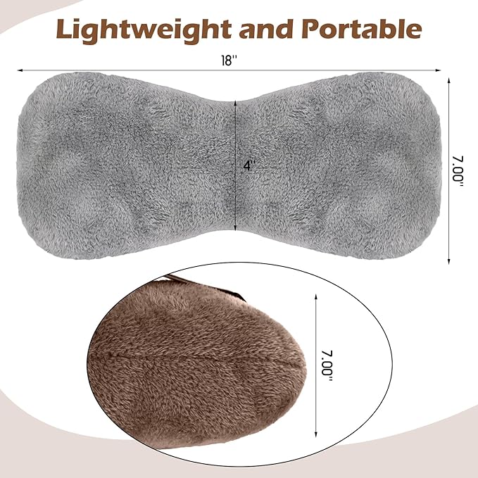 Colingmill 2 Pcs Neck Pillow for Recliner Headrest Pillow Bone Shaped Chair Plush with Adjustable Strap Neck Support and Pain Relief Curve Head Cushion for Car Travel Airplane (Grey and Brown)