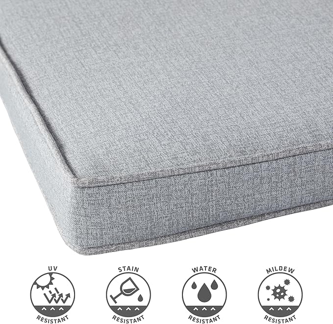 Outdoor 18 inch Square Patio Dining Chair Pads – Comfortable Fiber-Filled Seat Cushions with Ties, Reversible Polyester Fabric - Heather Gray, Set of 2