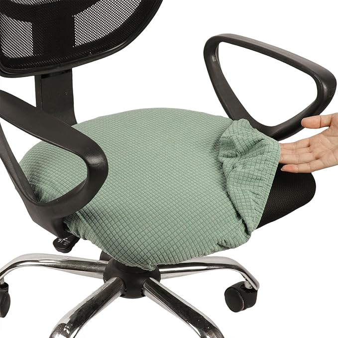 Melaluxe Stretch Jacquard Office Chair Cover, Removable Washable Desk Chair Cover Rotating Chair Seat Slipcover, Matcha