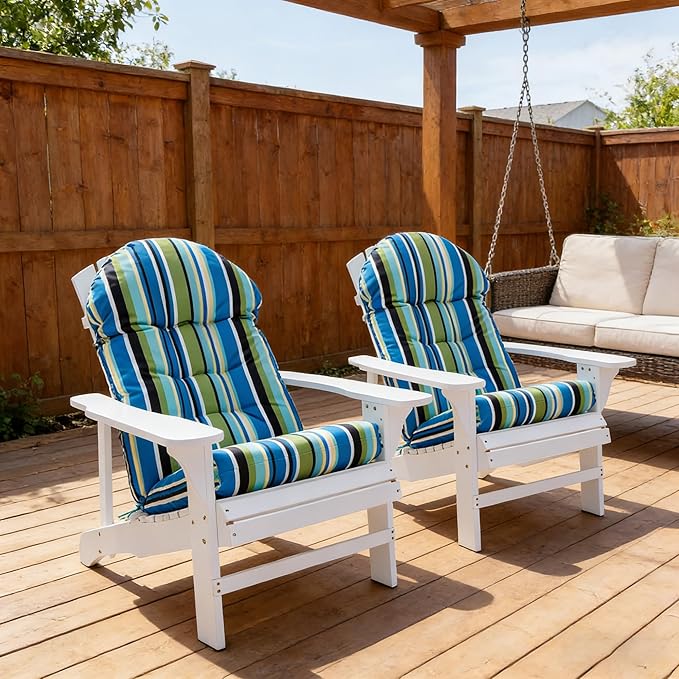 Enipate Weather Resistant Adirondack Chair Cushions High Back Indoor Outdoor Patio Tufted Thicken Lounge Cushion Seat Pads