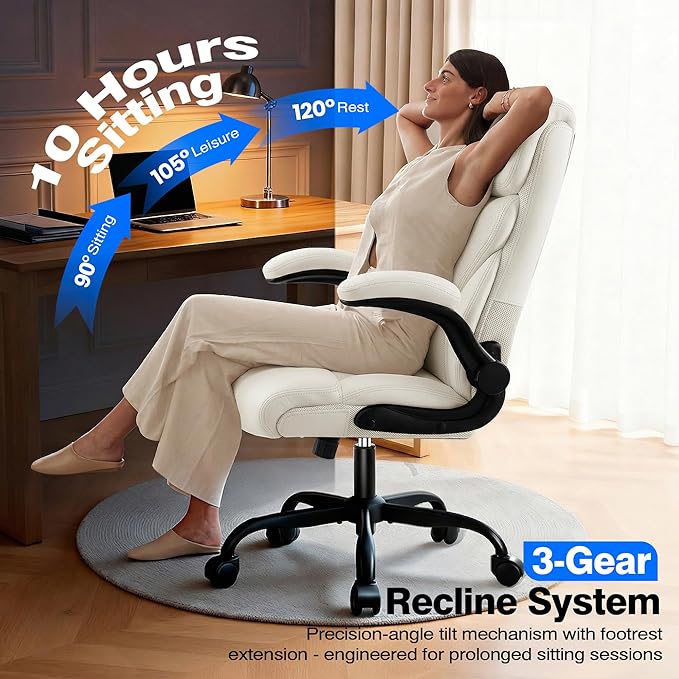 AreShark Office Chair - Executive High Back Breathable Comfy Desk Chair with Lumbar Support - Ergonomic Leather Rolling Swivel Computer Chair with Rock Function for Working Studying Gaming Relaxing