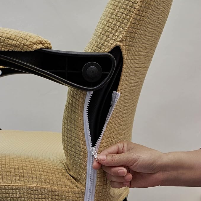 Melaluxe Office Chair Cover with Armrest Covers， Universal Stretch Desk Chair Cover, Computer Chair Slipcovers (Size: L) - Beige