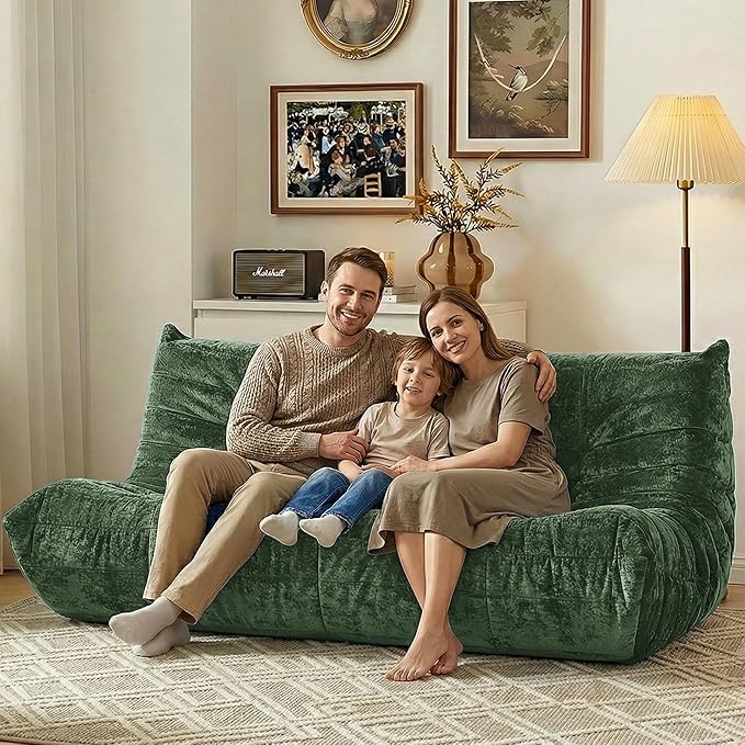 HABUTWAY Bean Bag Chair, Giant Bean Bag Chairs for Adults, 3 Seater Fireside Chair, Lazy Large Floor Bean Bag Sofa for Living Room, Bedroom, Dorm, Office (Green)