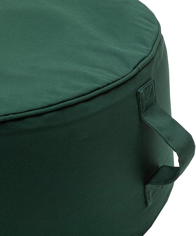 QILLOWAY Inflatable Outdoor Ottoman for Patio, Waterproof Round Pouf, Inflatable Foot Rest, Outdoor Footstool for Poolside, Garden，Camping, Mallard, Forest Green