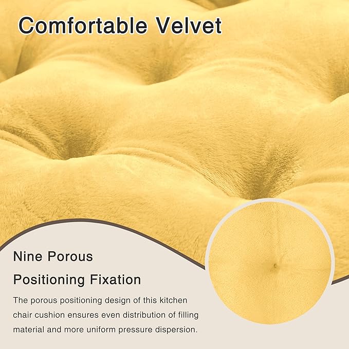 OVOV 1 Pack Chair Cushions for Dining Chairs Soft Seat Cushions for Kitchen Desk Chairs Square Chair Pads with Ties (15.5"x15.5" Pastel Yellow)