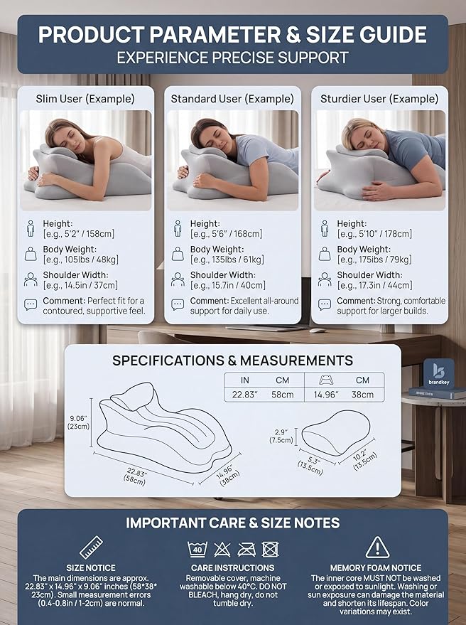 27°Ergonomic Contour Pillow-Memory Foam Back Support for Reading,Bed Rest&Post Surgery Recovery,Lumbar & Neck Pain Relief Cushion