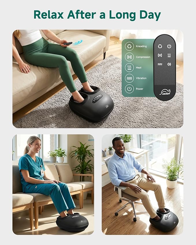 Snailax Foot Massager with Heat, Foot Massager for Neuropathy Plantar Fasciitis, Shiatsu Compression Vibration Heated Feet Massager (Remote Control), Fits Biger Size 13, Mothers DayGifts for Mom,Women