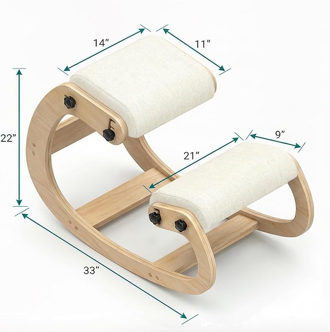 NYPOT Ergonomic Kneeling Chair with Adjustable Seats - Knee Chair for Posture Correction & Kneel Rocking Stool for Desk - Back Pain Relief for Home and Office, Supports 250 pounds - 5 Years Warranty