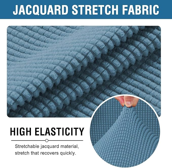 H.VERSAILTEX Stretch Computer Office Chair Covers, Soft Fit Universal Desk Rotating Chair Slipcovers, Removable Washable Anti-Dust Spandex Seat Protector Cover with Zipper, Dusty Blue