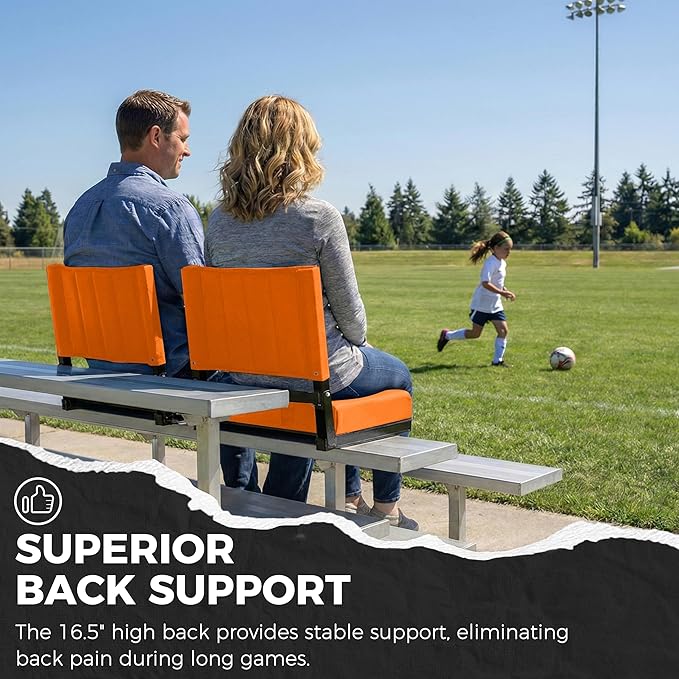SPORT BEATS Stadium Seats with Back Support Bleacher Chairs with Back and Cushion Thick Padded Bleacher Seats Includes Shoulder Strap