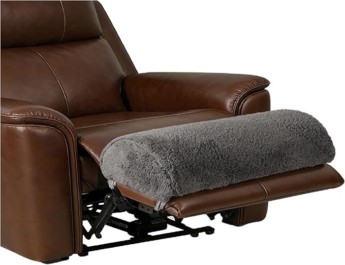 Recliner Foot Pillow with Strap–Memory Foam Foot Pillow for Oversize Couch, Foot Rest Cushion with Washable Sherpa Cover Recliner Footrest Extender Leg Elevation Pillow (Grey, Extra Large)