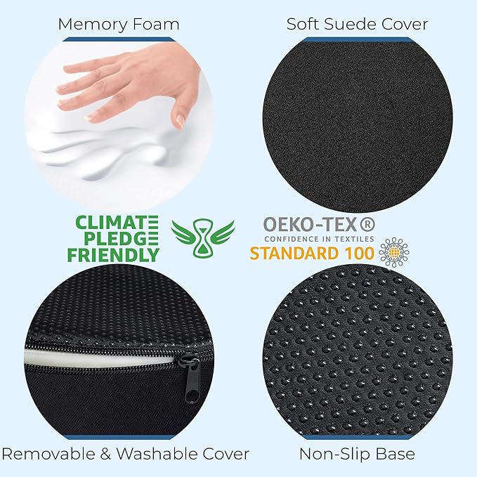 5 STARS UNITED Donut Pillow Hemorrhoid Tailbone Cushion – Large Floor Cushion for Pain Relief – Coccyx, Prostate, Sciatica, Pelvic Floor, Pressure Sores, Pregnancy, Postpartum Recovery, Black