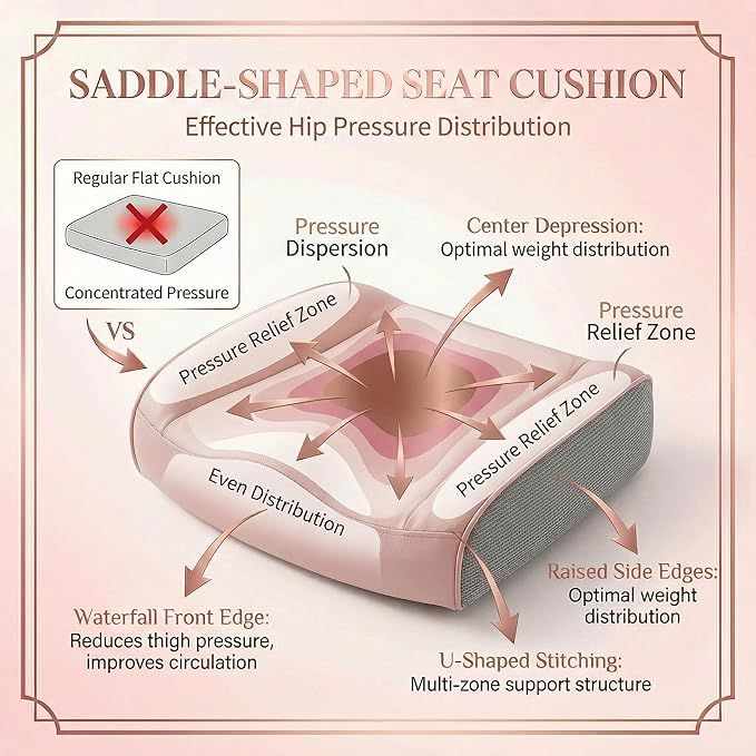Big and Tall Office Chair 400lbs, Premium PU Leather Executive Chair with Extra Wide Saddle Seat for Cross Legged, 3D Armrests, Footrest, Heavy Duty Ergonomic Reclining Desk Chair (Pink)