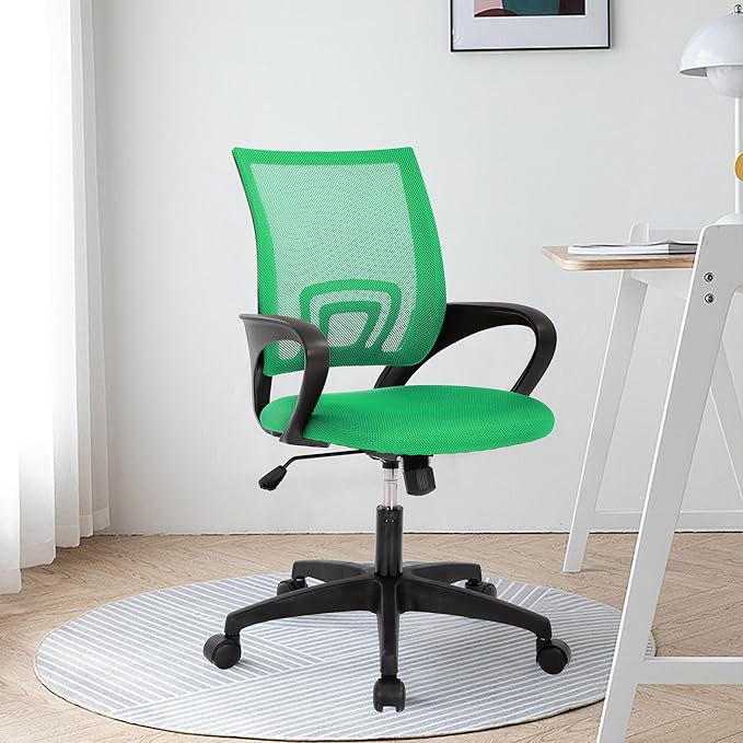Office Chair,Mesh Computer Chair with Arm and Wide Comfortable Seat,Ergonomic Desk Chair with Lumbar Support,Work Chairs for Home Office,Adjustable Rolling Desk Chair,Green