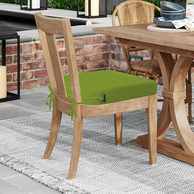 idee-home Outdoor Chair Cushions Set of 4, Thick 17" x 17" Outdoor Seat Cushions Patio Furniture Waterproof with Ties, Dining Pads