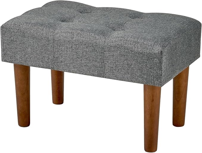 VECELO Small Foot Rest Under Desk Ottoman, Linen Foot Stool with Legs, Rectangle Footrest Leg Rest for Sofa, Relieve Stress, Better Posture, Ottoman Rest Stools for Living Room Entryway, Gray