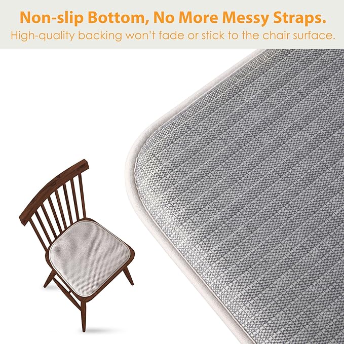 SWEMSTAR Chair Cushions - 15"*17" Kitchen Dining Chair Pads Foam Seat Cushion for Chairs Barstool Cushions Non Slip Seat Pad Set of 4 - Beige