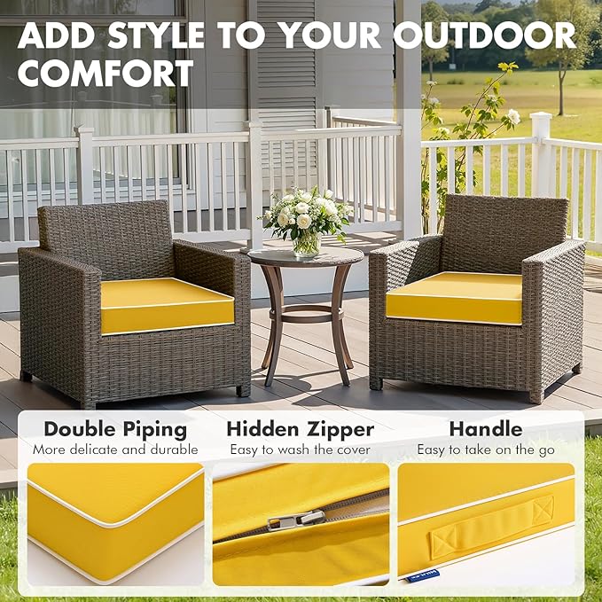 MIULEE Yellow 48 x 18 x 3 Outdoor Bench Cushion Waterproof Patio Chair Cushion with Adjustable Straps Set of 1 for Swing Patio Furniture 3-Year Color Fastness Garden Sofa Couch