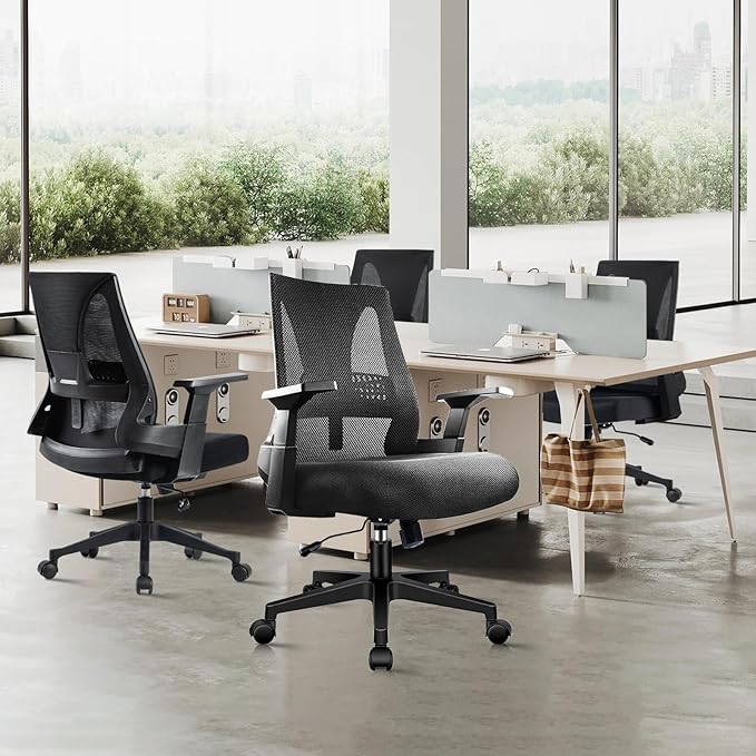 CLATINA 500lbs Big and Tall Office Chair Heavy Duty Mesh Ergonomic Computer Chairs with Adjustable Lumbar Support and Wide Comfy Seat for Home Office Conference Heavy People, Black, 8 Pack