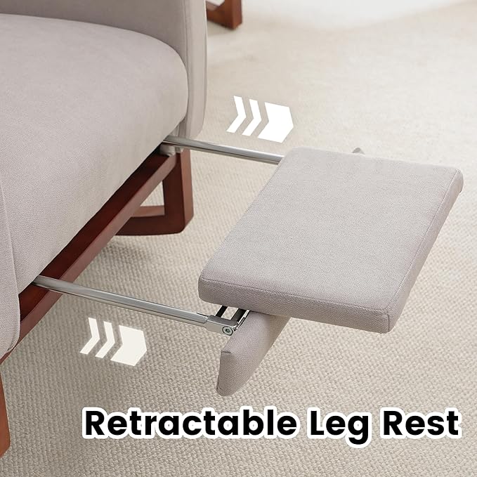 Nursery Rocking Chair，Rocking Chair with Foot Rest,Nursery Rocker Comfy Glider Nursing Chair with Back Pillow for Living Room,Bedroom,Linen Light Grey