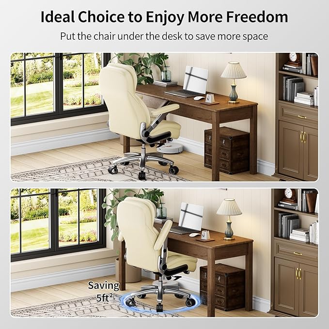Big and Tall Office Chair, 600lbs Heavy Duty Desk Chair with 5D Arms, Adjustable Lumbar Support & Height, Tilt Function, PU Leather High Back Ergonomic Executive Computer Chair