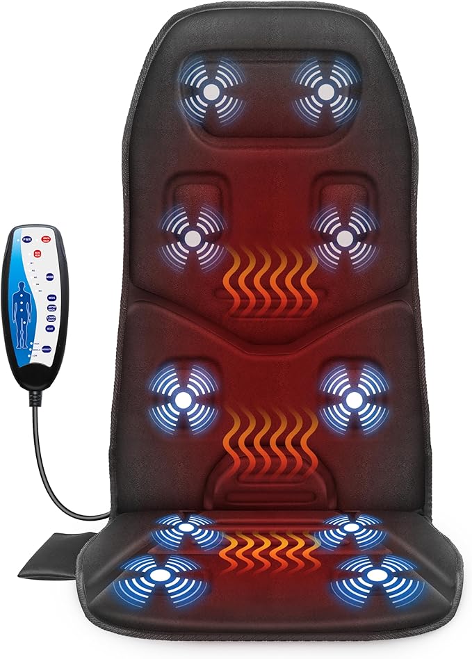 COMFIER Back Massager for Chair – Upgraded Vibration Chair Massager, Deep Tissue Back Massager for Pain Relief, Massage Chair Pad with Graphene Heating,Father Day Gifts