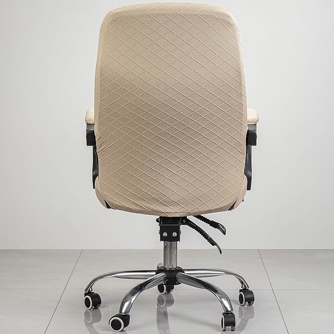Melaluxe Office Chair Cover with Armrest Covers， Universal Stretch Desk Chair Cover, Computer Chair Slipcovers (Size: L) - Khaki