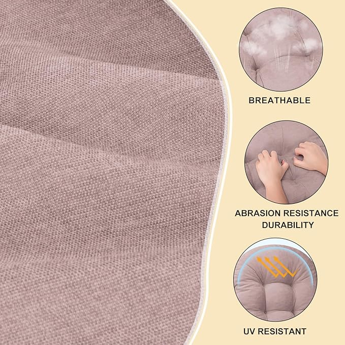 Rocking Chair Cushion Set - Soft Chenille 2-Piece Seat & Ottoman Pad, Tufted Non-Slip Design, High-Density Foam Nursery Glider Cushions, All-Season Indoor/Outdoor Rocker Comfort, Pink