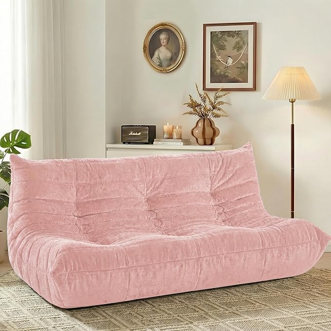HABUTWAY Bean Bag Chair, Giant Bean Bag Chairs for Adults, 3 Seater Fireside Chair, Lazy Large Floor Bean Bag Sofa for Living Room, Bedroom, Dorm, Office (Pink)