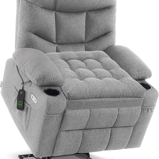 baibu Extra Large Memory Foam Recliner Cushions for Elderly, 20x20x5 Inch Thick Dual-Layer Patent Design Non-Slip Recliner Seat Cushion for Couch for Easy to Stand Up & Reduce Hip & Lumbar Pain, Grey