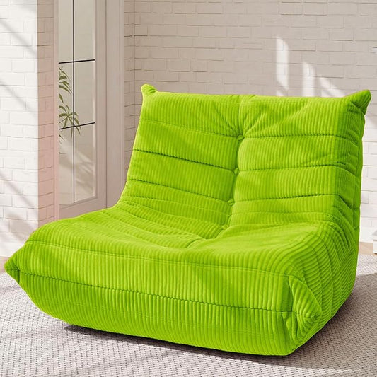 Trenda Bean Bag Chairs for Adults - Comfy High-Density Foam Fireside Chair, Adult Size, Soft Corduroy Cover Beanbag Couch, Versatile for Living Room, Bedroom, Dorm, Reading & Gaming (Neon Green)