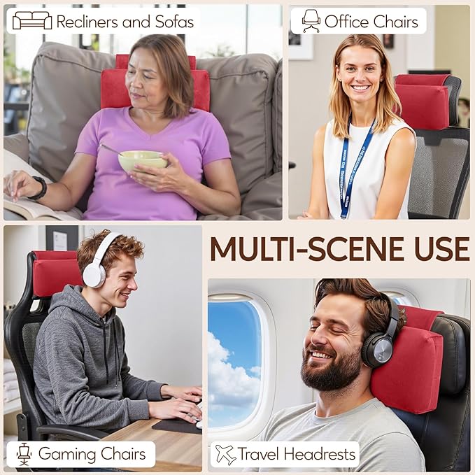 Neck Pillow for Recliner Chair, 14" Adjustable Recliner Pillow for Headrest, Soft Velvet Weighted Back Non-Slip Head Pillow for Couch, Chair, Sofa