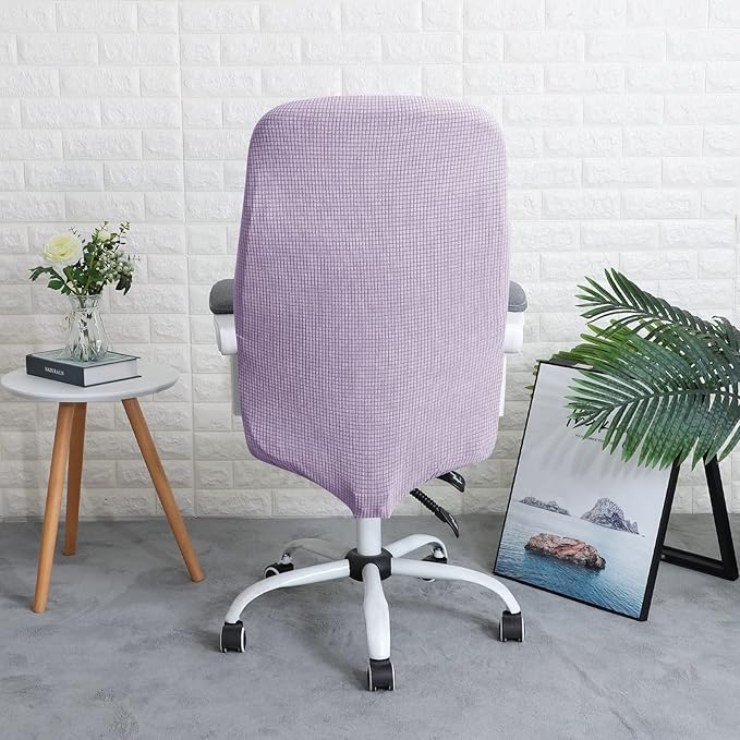 FORCHEER Office Chair Cover Water Repellent Jacquard Armrest Swivel Chair Slipcovers Removable Stretch Universal Computer Chair Cover L with Chair Arm Cover 2P-Purple