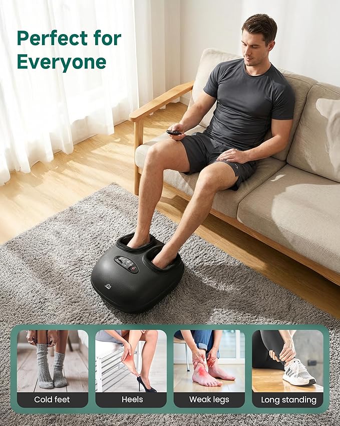 Snailax Foot Massager with Heat, Foot Massager for Neuropathy Plantar Fasciitis, Shiatsu Compression Vibration Heated Feet Massager (Remote Control), Fits Biger Size 13, Mothers DayGifts for Mom,Women