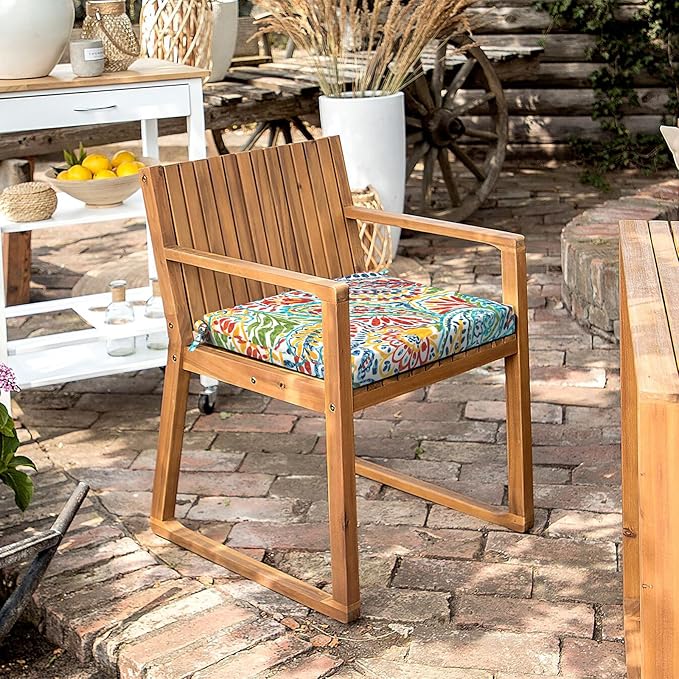 LVTXIII Outdoor Chair Cushions, Fade-Resistant Patio Furniture Cushions Outdoor Square Chair Pads with Ties for Dining Chairs and Garden Furniture Decoration, 18.5"x16"x2" Set of 2, Paisley Multi