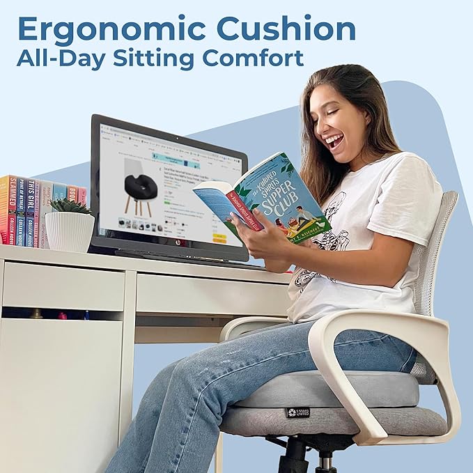 5 STARS UNITED Donut Pillow Hemorrhoid Tailbone Cushion – Large Floor Cushion for Pain Relief – Coccyx, Prostate, Sciatica, Pelvic Floor, Pressure Sores, Pregnancy, Postpartum Recovery, Light Gray