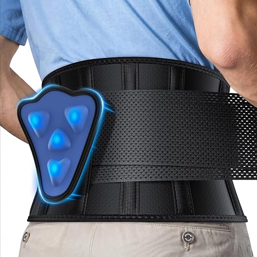 FEATOL Back Brace for Men Lower Back, Lumbar Support Belt- Back Pain, Adjustable Support Straps with Removable Lumbar Pad for Heavy Lifting Work, Black, Plus Size 3XL