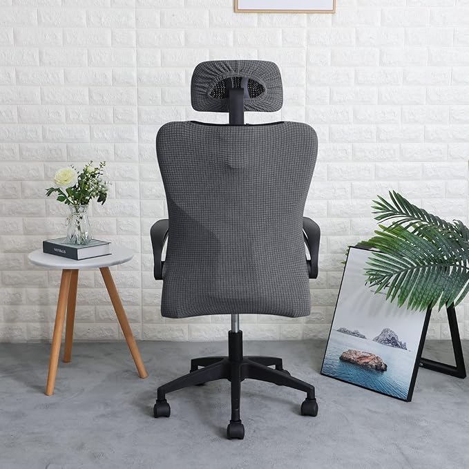 FORCHEER Ergonomic Office Chair Covers Set with Headrest Cover Water Repellent for Managerial Office Executive Chair, Dark Grey
