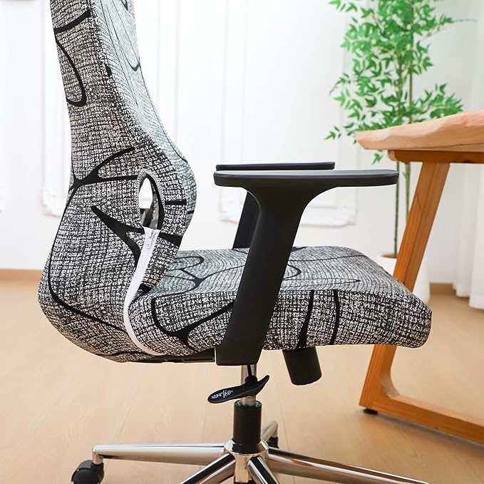 Ergonomic Office Chair Covers Set with Headrest Cover Printed 2 Pieces Stretch Desk Computer Office Chair and Headrest Slipcovers Washable